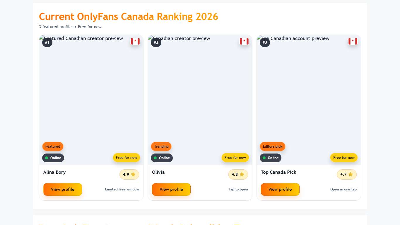 Best Canadian Onlyfans Free 2026